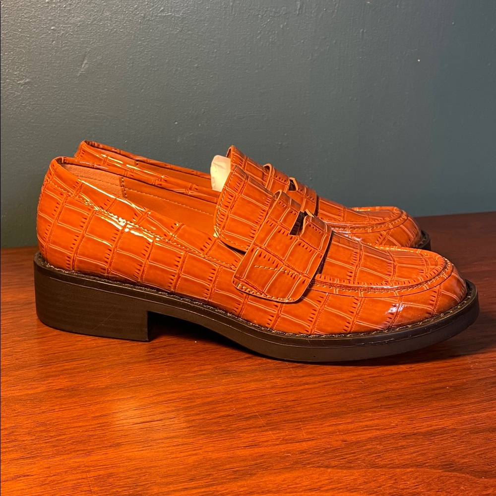 Madden Girl Burnt Orange Textured Loafers - Picture 6 of 9